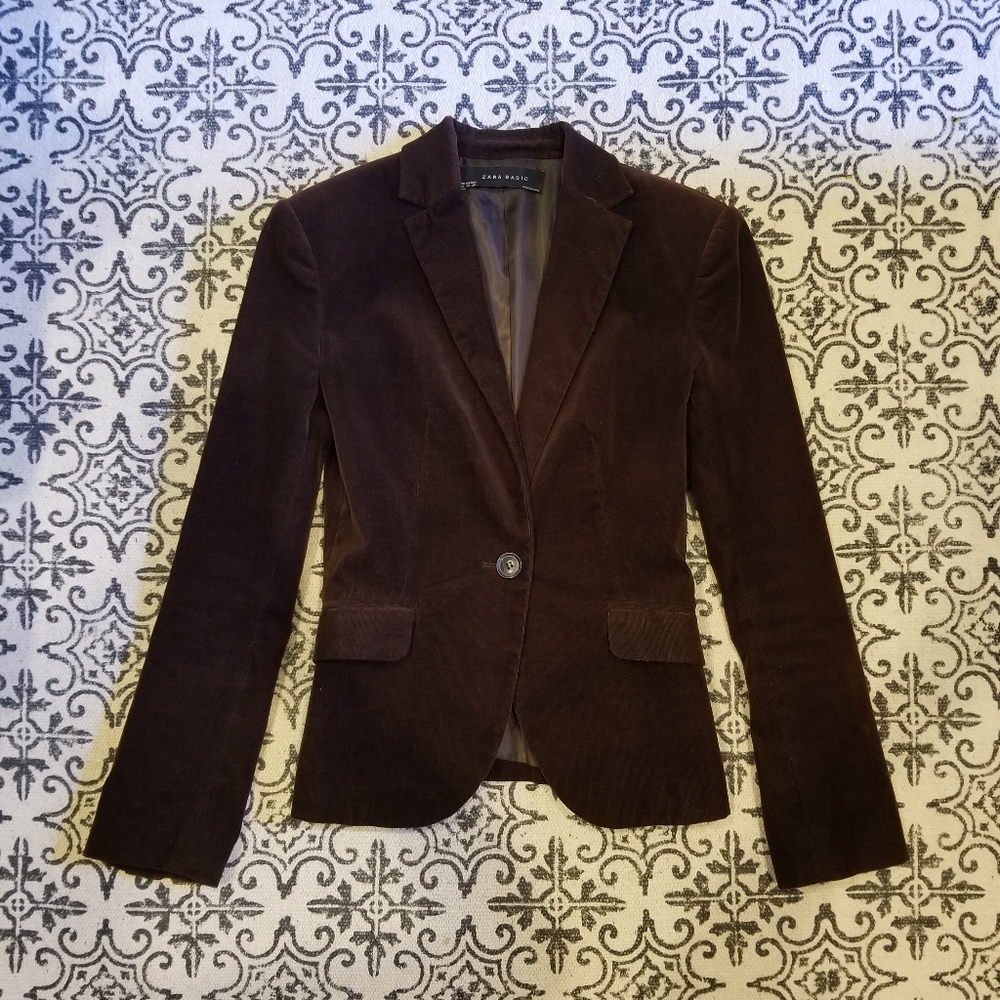 Zara Brown Blazer - velvet corduroy XS
